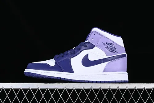 All categories Air Jordan Jordan series basketball shoes Air Jordan 1 Mid Air Jordan 1 Mid AJ1 Joe 1 white and purple mid-top cultural and casual sneakers DQ8426-515